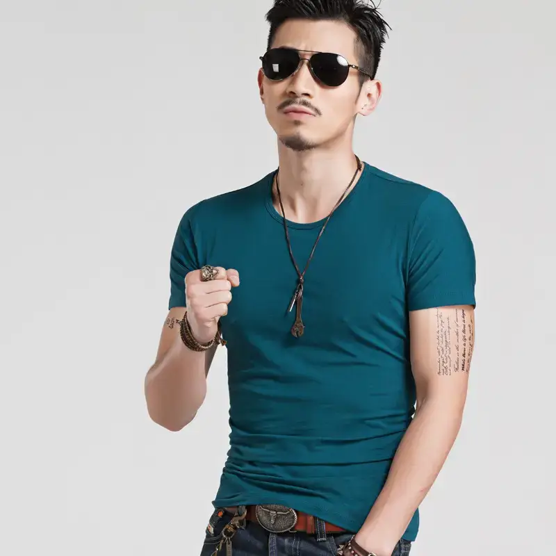 Men White Short Sleeve T-Shirt Cultural Design