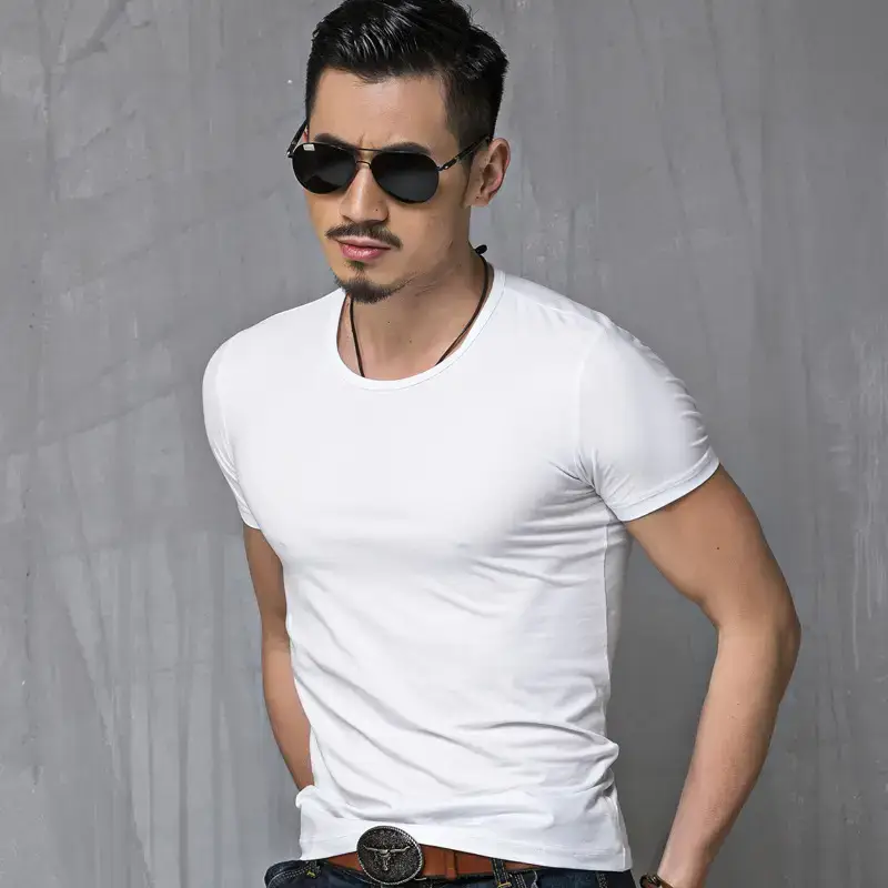 Men White Short Sleeve T-Shirt Cultural Design