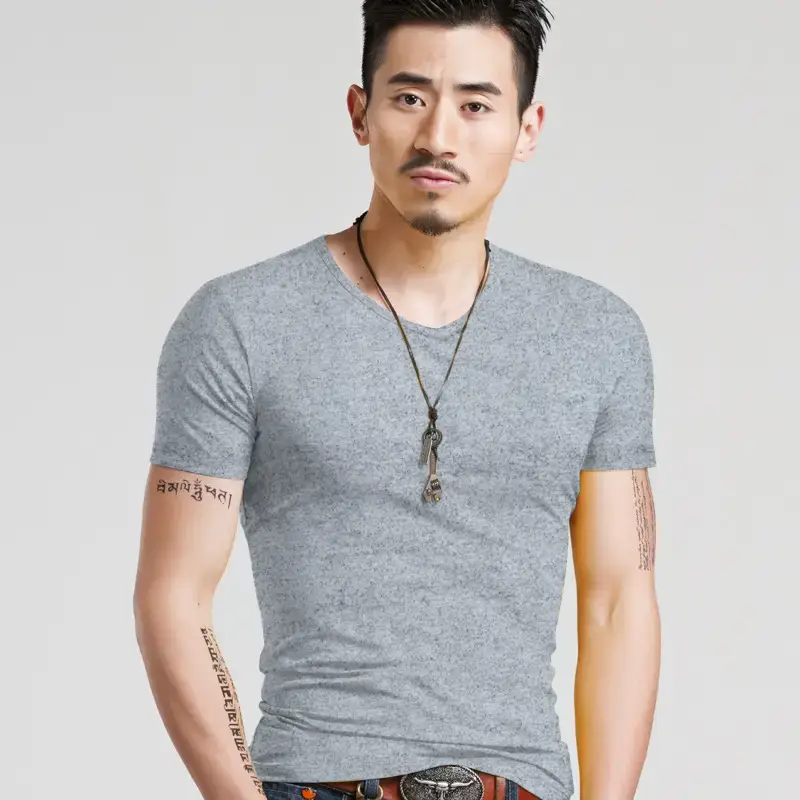 Men White Short Sleeve T-Shirt Cultural Design