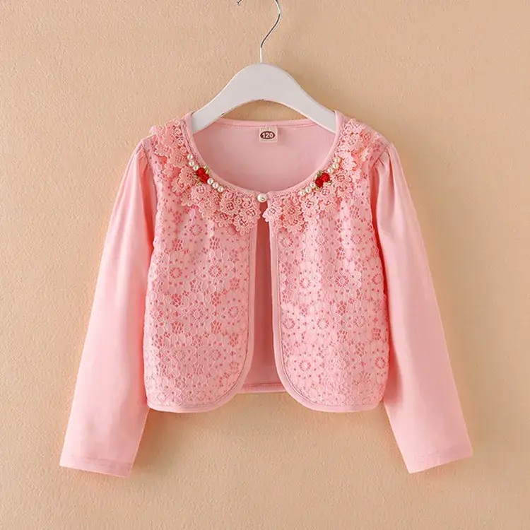 White Embroidered Girl's Cotton Shawl Coat - Image 8