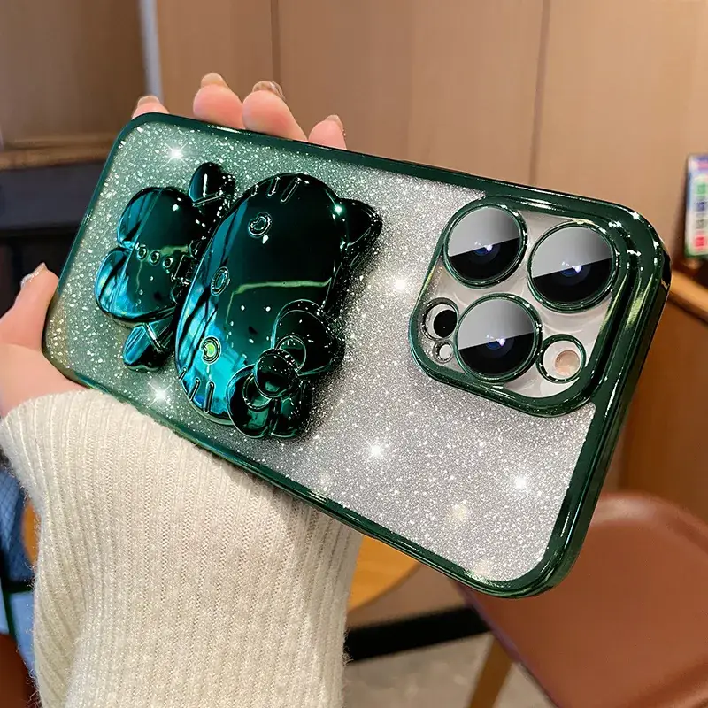 Gradient Glitter iPhone Case with Makeup Mirror Design - Image 5