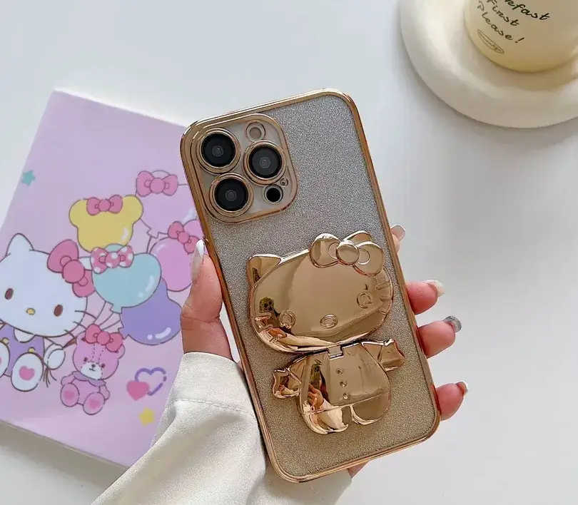 Gradient Glitter iPhone Case with Makeup Mirror Design - Image 7