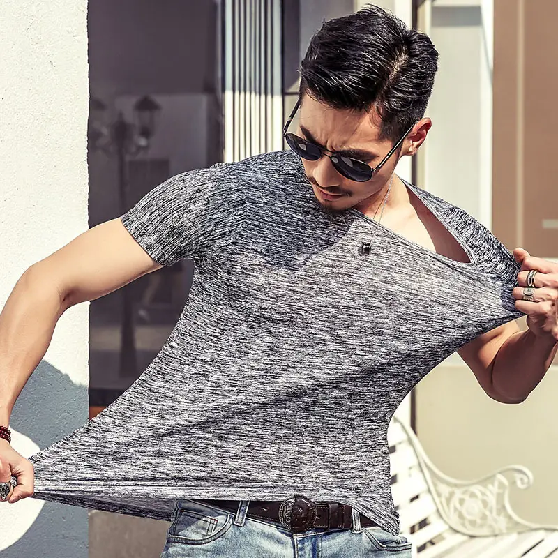 Men Grey Marbled Short Sleeve T-Shirt - Image 8
