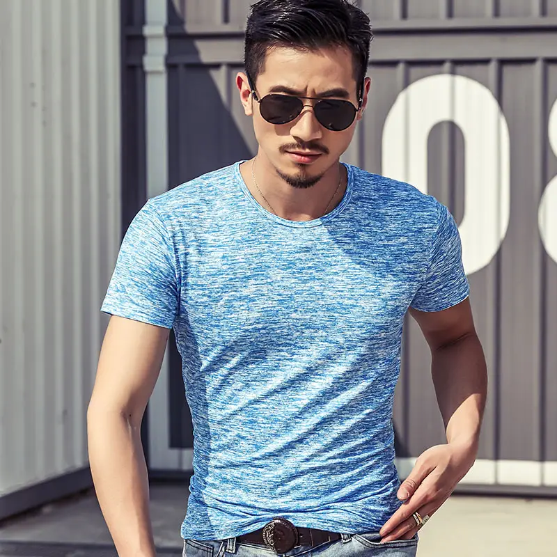 Men Grey Marbled Short Sleeve T-Shirt - Image 9