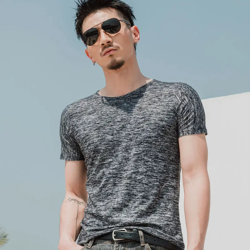 Men Grey Marbled Short Sleeve T-Shirt - Image 7