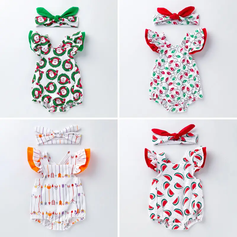Baby Girl Watermelon Flying Sleeve Hatshirt Set - Image 6