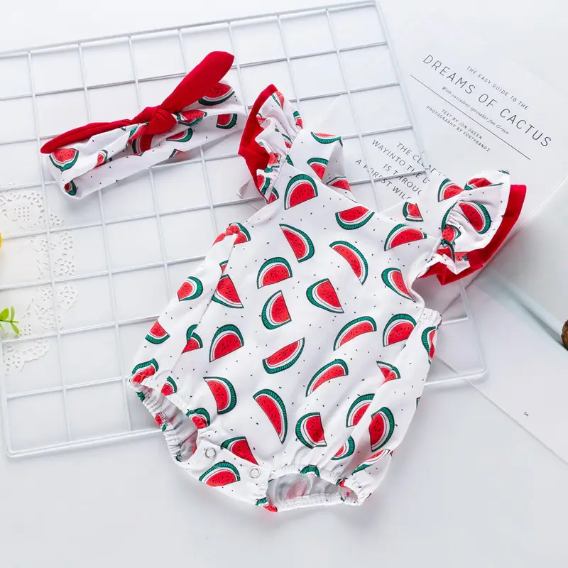 Baby Girl Watermelon Flying Sleeve Hatshirt Set - Image 8