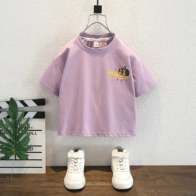 Boys Purple Short Sleeve T-Shirt Round Neck Kids 2025 Medium Large - Image 5