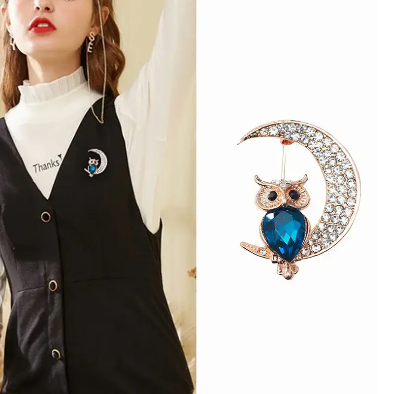 Cute Owl Crystal Brooch for Women - Image 6