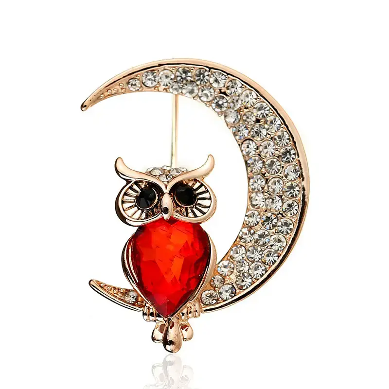 Cute Owl Crystal Brooch for Women - Image 2