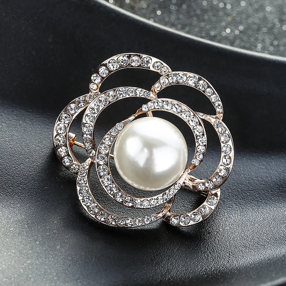Rose Golden Hollow Big Pearl Flower