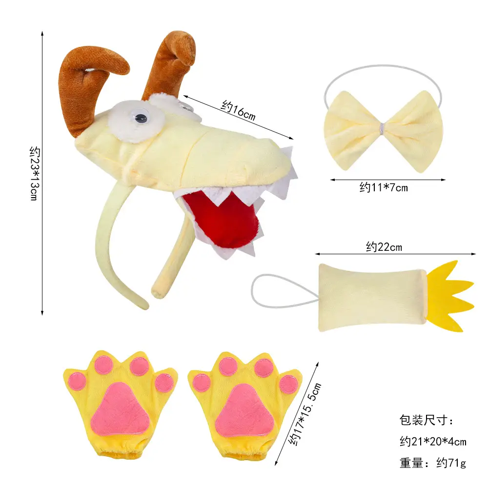 New Year Dragon Horn Headband Yellow Plush Cute Zodiac Dragon - Image 14
