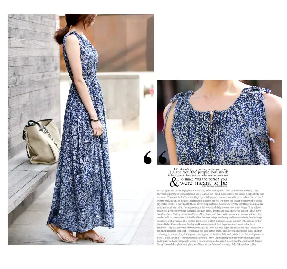 New Summer Women's Sleeveless Floral Long Skirt Dress — feature 20