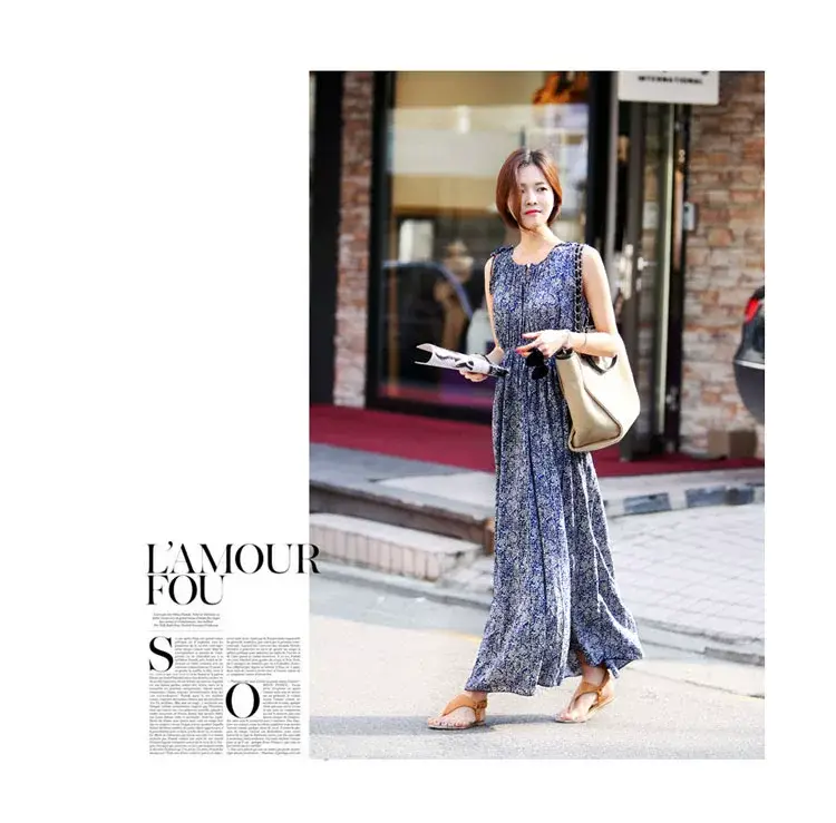 New Summer Women's Sleeveless Floral Long Skirt Dress — feature 7