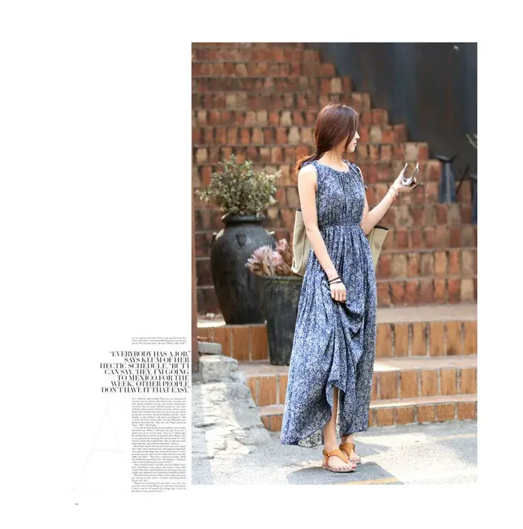 New Summer Women's Sleeveless Floral Long Skirt Dress — feature 8