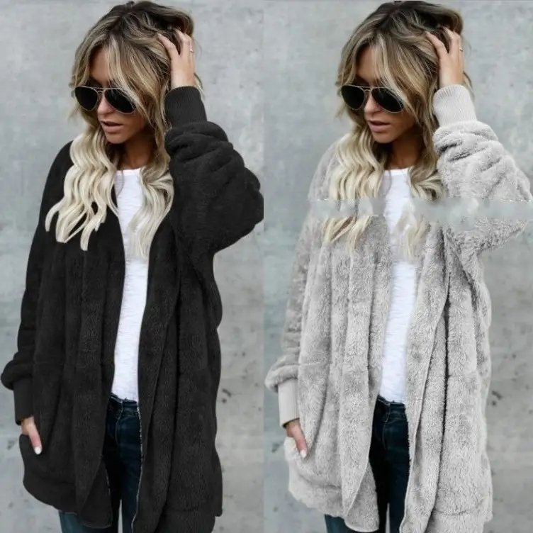 Pink Faux Fur Mid-Length Reversible Coat for Women - Image 15