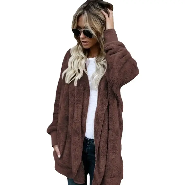 Pink Faux Fur Mid-Length Reversible Coat for Women - Image 17