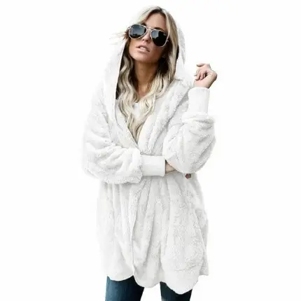 Pink Faux Fur Mid-Length Reversible Coat for Women - Image 10