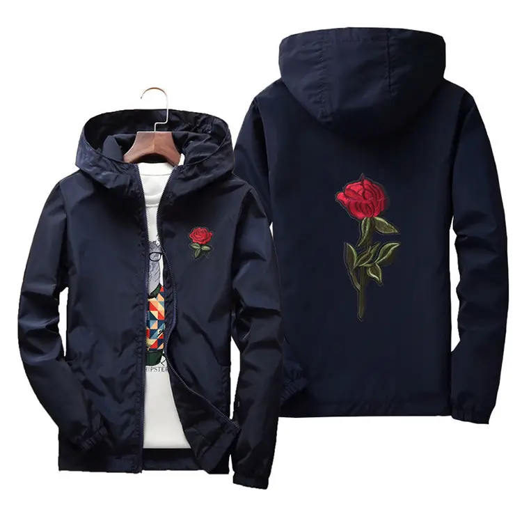 Men's Pink Embroidered Hoodie Jacket Large Spring Autumn - Image 4