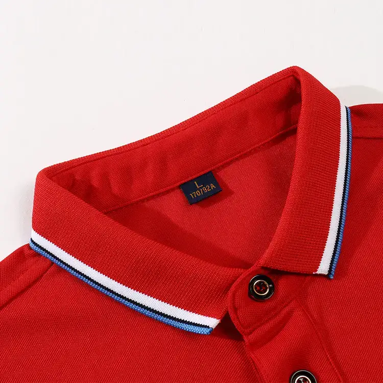USPIN Men's Grey Pique Polo Shirt with Red Blue Trim