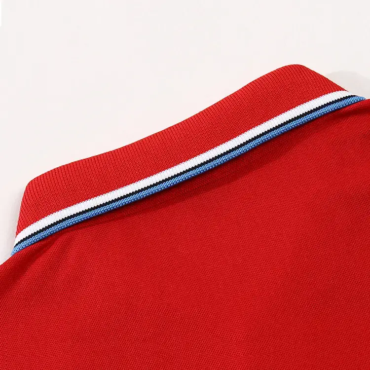 USPIN Men's Grey Pique Polo Shirt with Red Blue Trim
