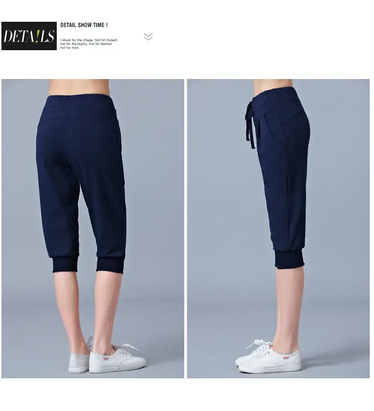 Women High-Waist Stretch Cropped Sports Pants Gray — feature 13