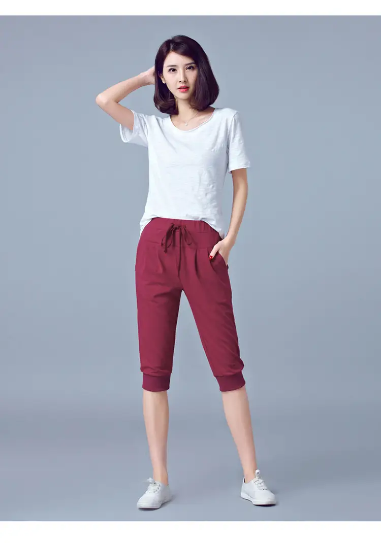 Women High-Waist Stretch Cropped Sports Pants Gray — feature 16