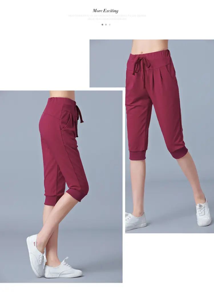 Women High-Waist Stretch Cropped Sports Pants Gray — feature 17