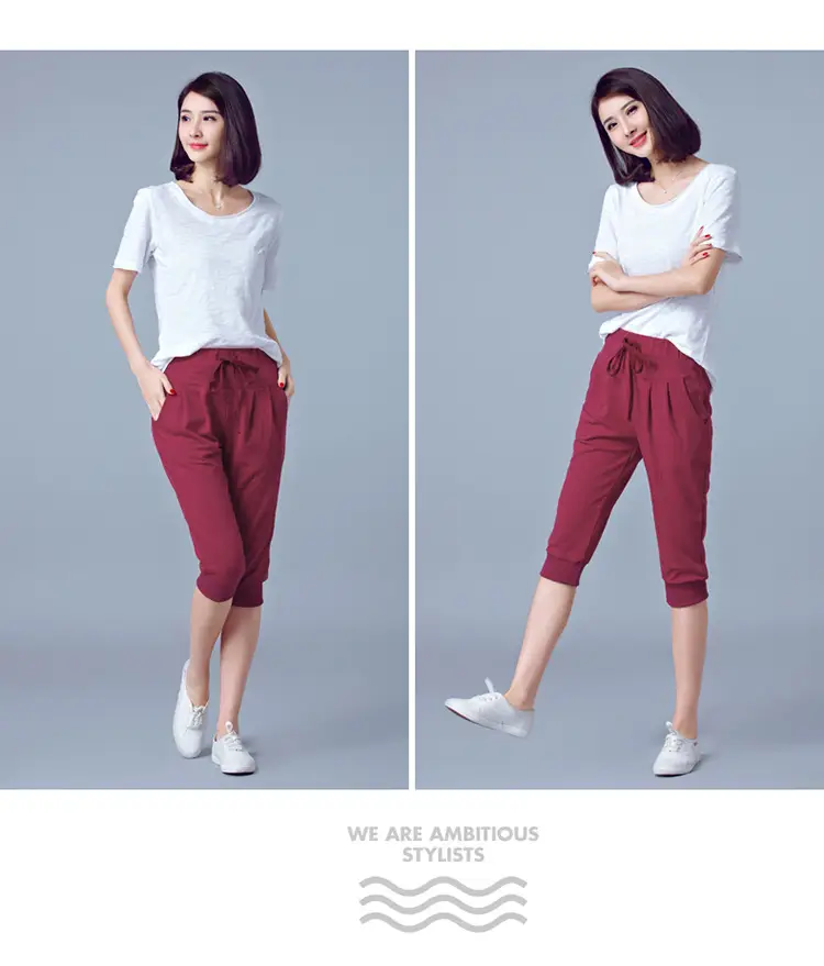 Women High-Waist Stretch Cropped Sports Pants Gray — feature 22