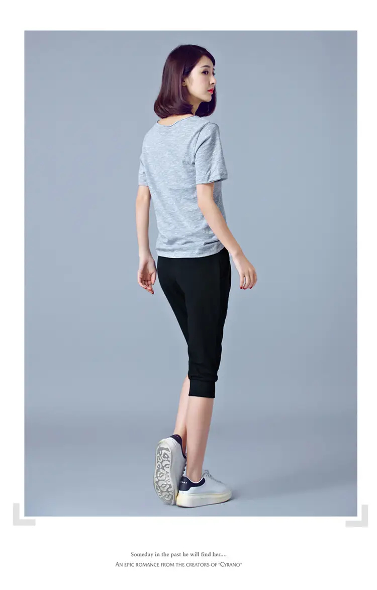 Women High-Waist Stretch Cropped Sports Pants Gray — feature 27