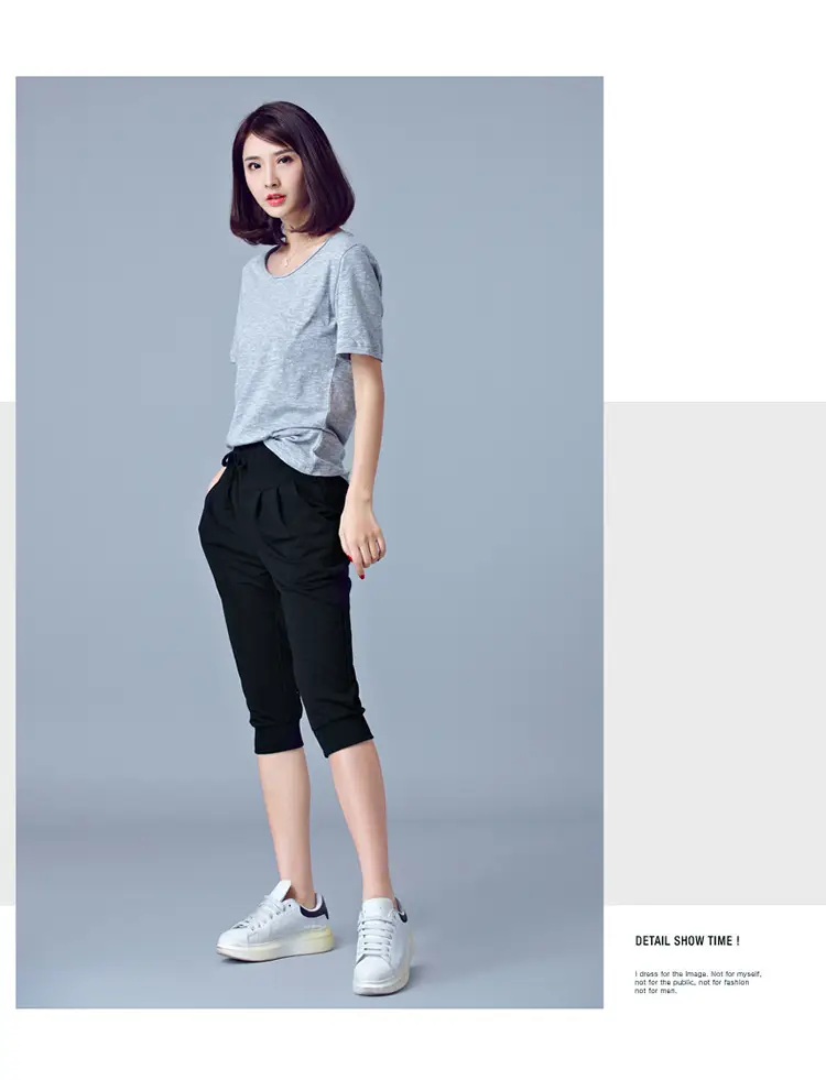 Women High-Waist Stretch Cropped Sports Pants Gray — feature 28