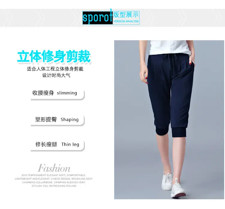 Women High-Waist Stretch Cropped Sports Pants Gray — feature 3