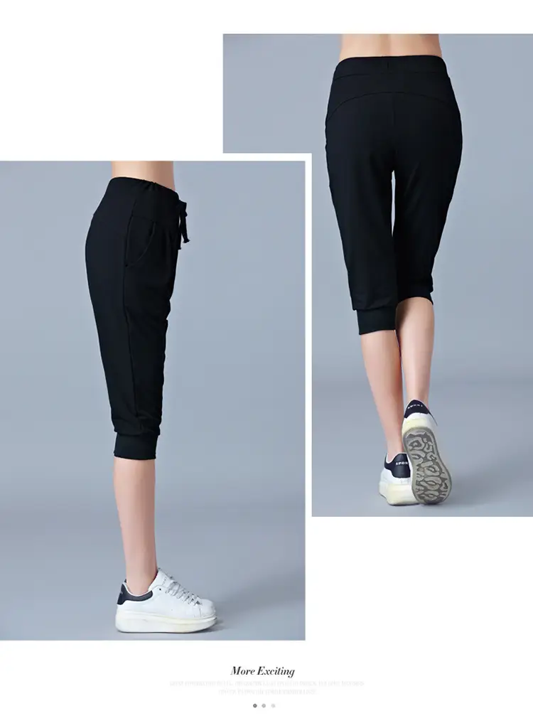 Women High-Waist Stretch Cropped Sports Pants Gray — feature 31