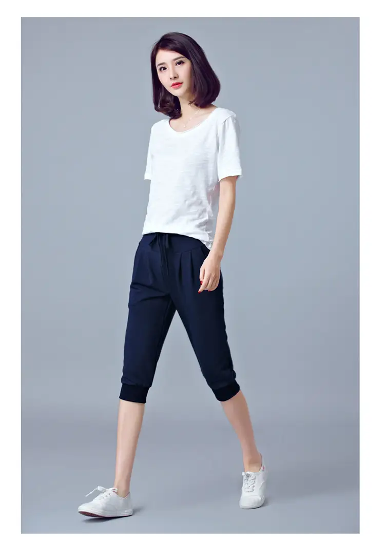 Women High-Waist Stretch Cropped Sports Pants Gray — feature 9
