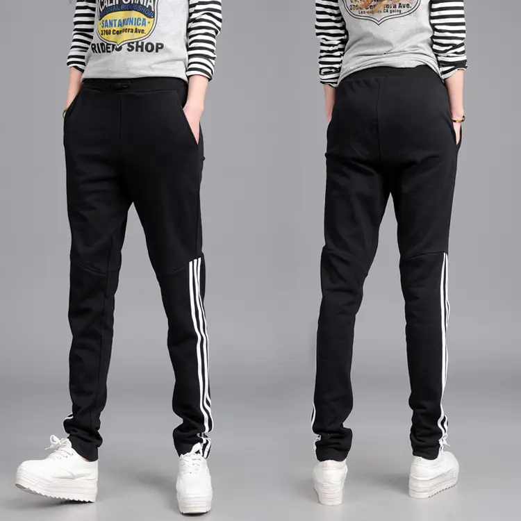 Women Grey Slim Fit Sports Pants 3 Bar Waist