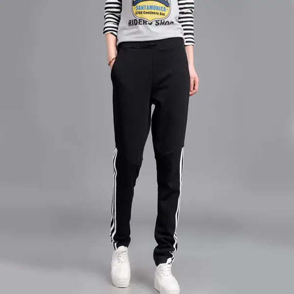 Women Grey Slim Fit Sports Pants 3 Bar Waist
