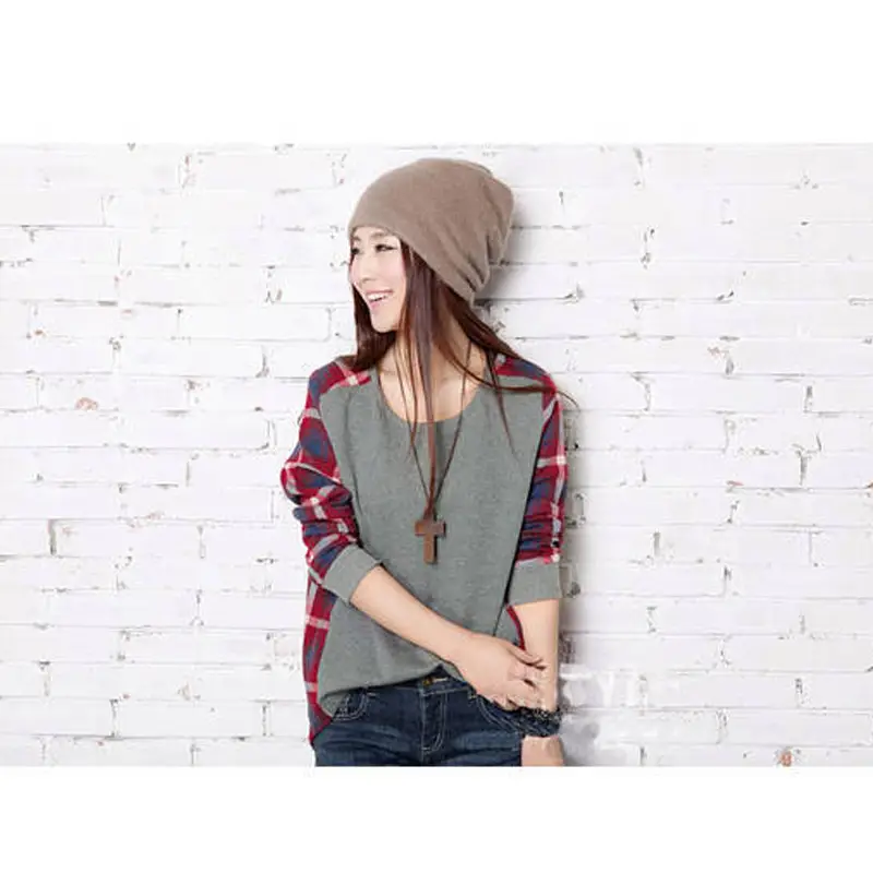 2020 Plaid Sweater Women Loose Round Neck Large - Image 2