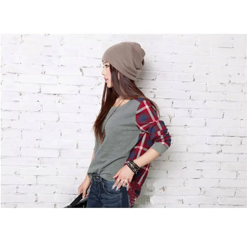 2020 Plaid Sweater Women Loose Round Neck Large - Image 3