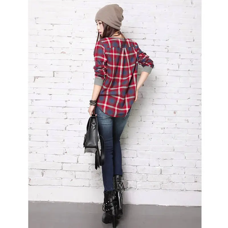 2020 Plaid Sweater Women Loose Round Neck Large - Image 4