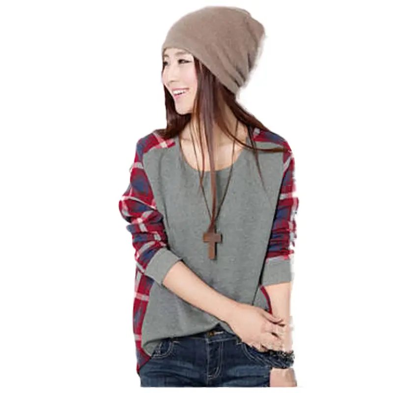 2020 Plaid Sweater Women Loose Round Neck Large - Image 5