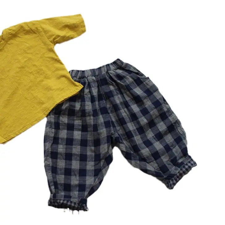 Autumn Boys Plaid Pants Orange Top Set - Image 6