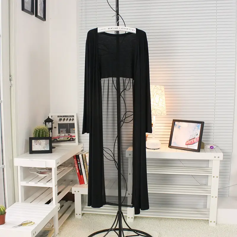 2016 Thin Long Travel Sunscreen Coat Modal Chiffon Stitching Slim Beach Cardigan - Image 6