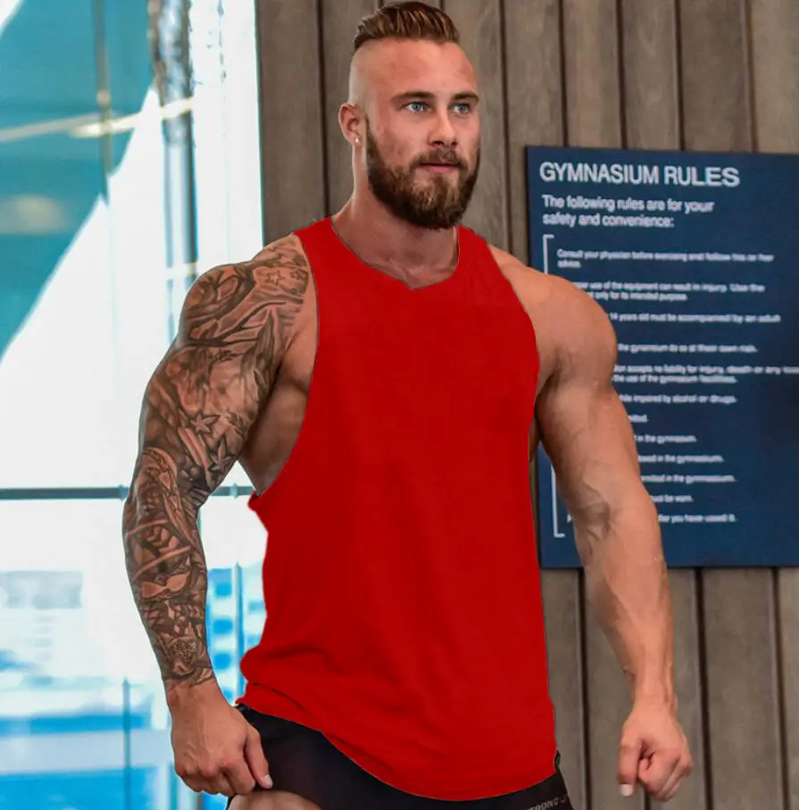 Men's Red Muscle Tank Top Vest No Pain No Gain - Image 3