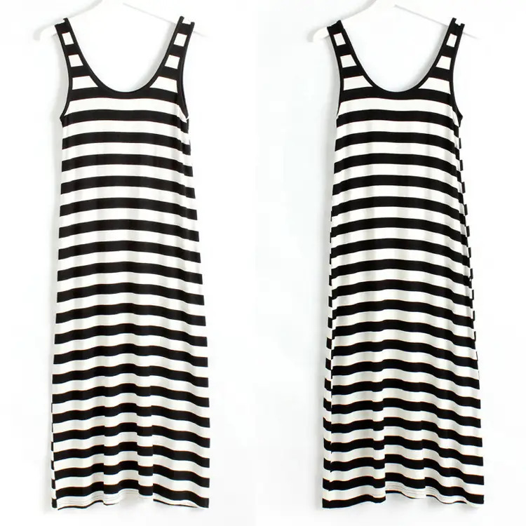 Women's Black U-Neck Long Camisole Dress - Image 12