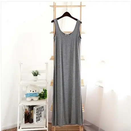 Women's Black U-Neck Long Camisole Dress - Image 4