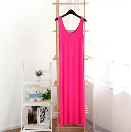 Women's Black U-Neck Long Camisole Dress - Image 5