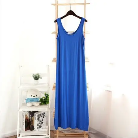 Women's Black U-Neck Long Camisole Dress - Image 7
