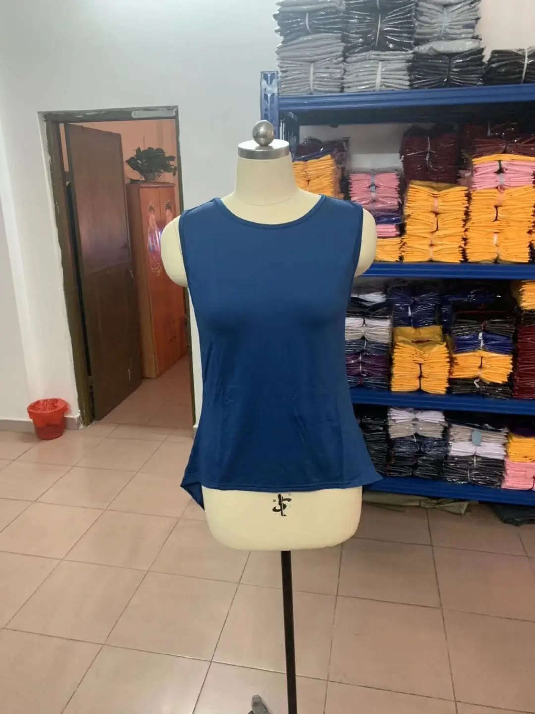 Blue Sleeveless Back Cross Swing Top for Women — feature 25