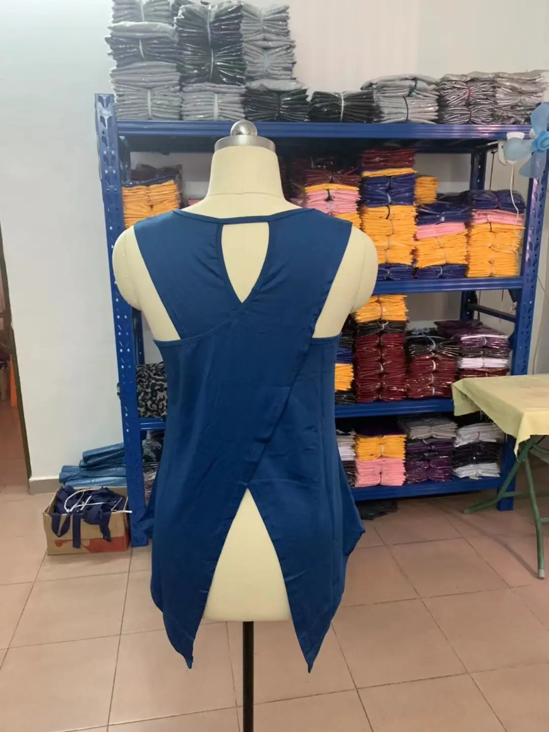 Blue Sleeveless Back Cross Swing Top for Women — feature 26