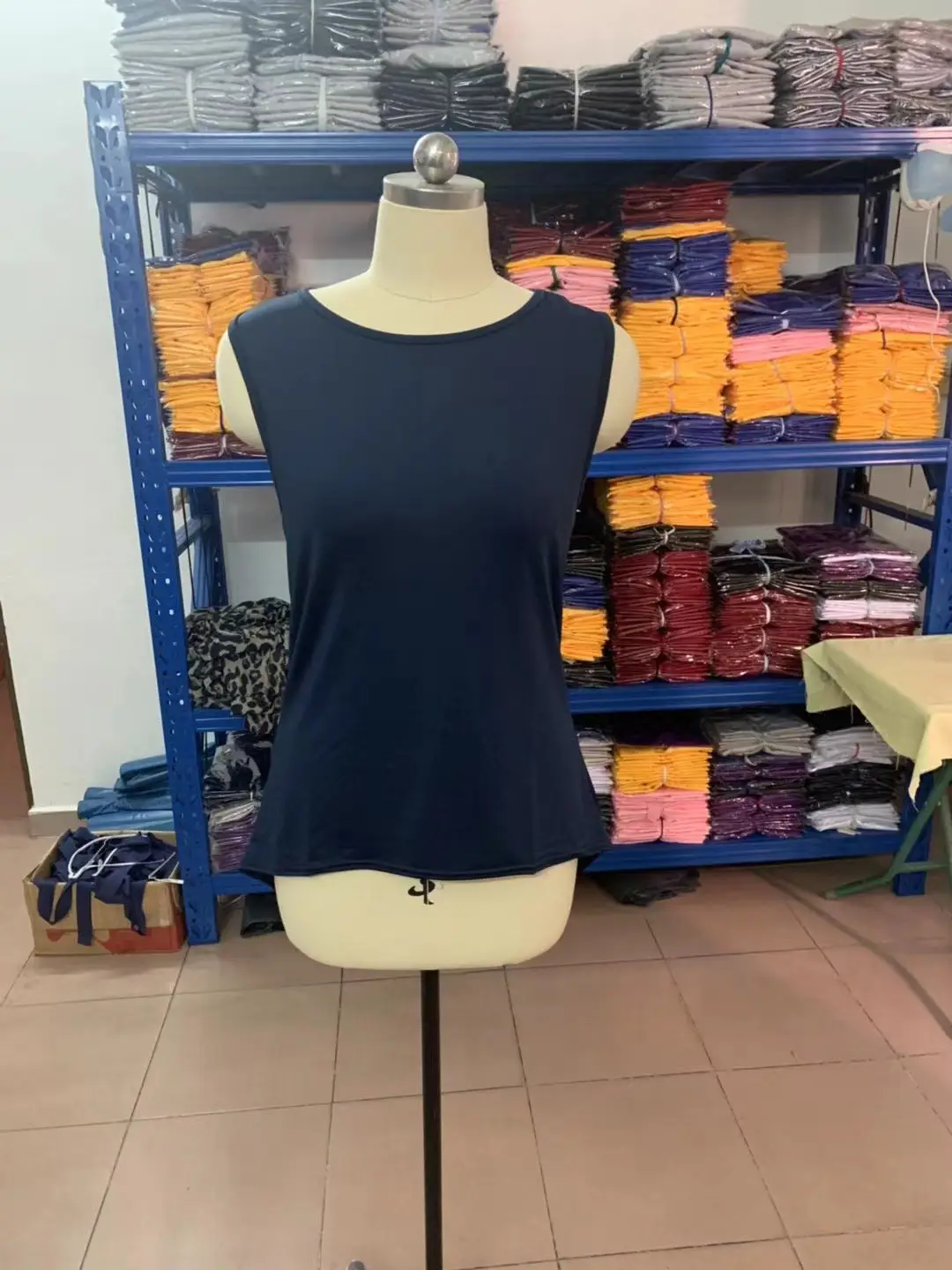 Blue Sleeveless Back Cross Swing Top for Women — feature 27